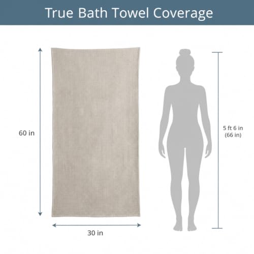 Natural Linen Bath Towel - 30x60 Inch Quick Dry Waffle Weave Hair Towel - Bath Towel / Natural Linen