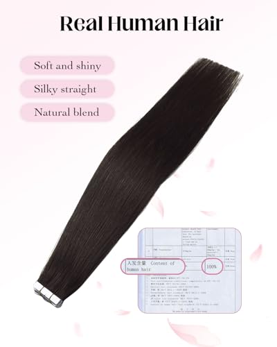 Dark Brown Hair Extensions Tape in Hair 14 Inch 40g – Invisible Seamless Fit