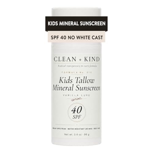Kids Mineral Sunscreen SPF 40 Vanilla No White Cast 3.4 Fl Oz - Clean + Kind