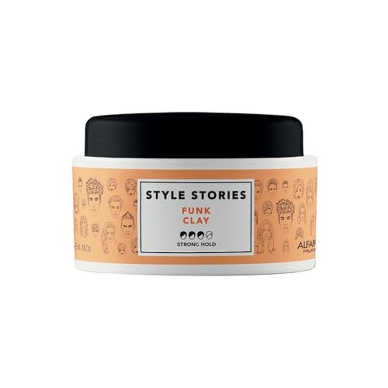 ALFAPARF MILANO Style Stories Funk Hair Clay - Strong Hold Pomade & Defining Paste - Molding Clay with Firm, Matte Finish - Ideal for All Hair Types (4.16 oz)