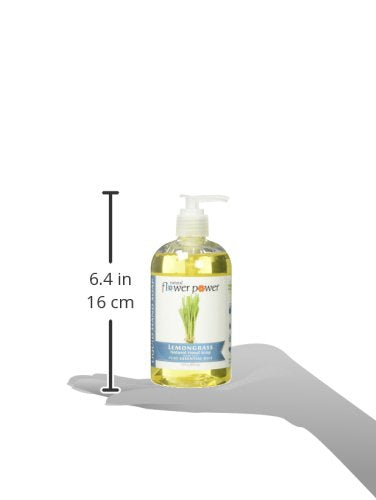 Natural Flower Power Liquid Hand Soap - Lemongrass, Plant-Based, Sulfate-Free, 3 x 12 oz