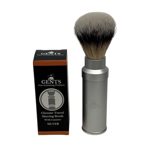 6-Inch Travel Shaving Brush with Collapsible Canister - Silver Men’s Grooming