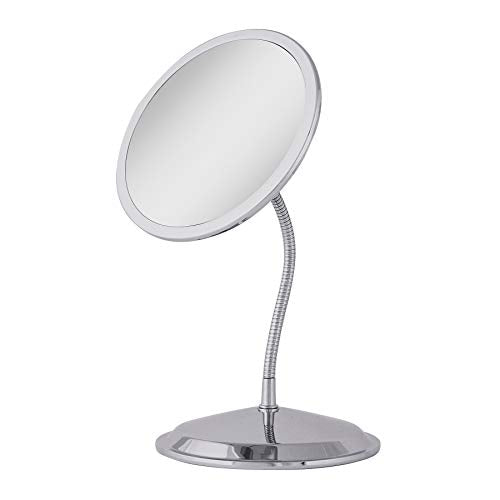 Zadro Double Vision 5X/10X Wall-Mount Makeup Mirror with Gooseneck Arm, USA Made