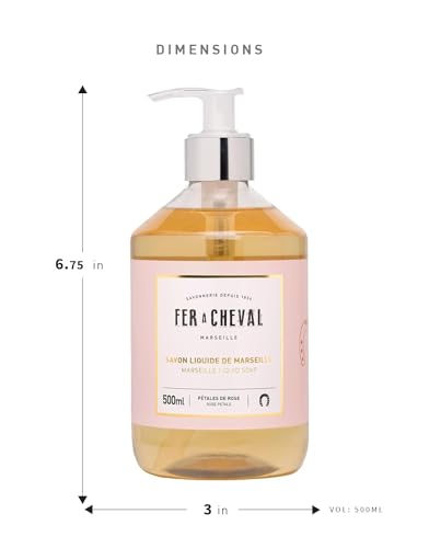 Liquid Hand Soap Rose Petal Double - Hydrating Marseille Soap with Argan & Coconut Oil