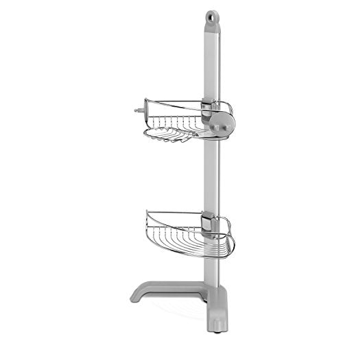 Simplehuman Corner Shower Caddy - Stainless Steel & Anodized Aluminum, Adjustable Shelves