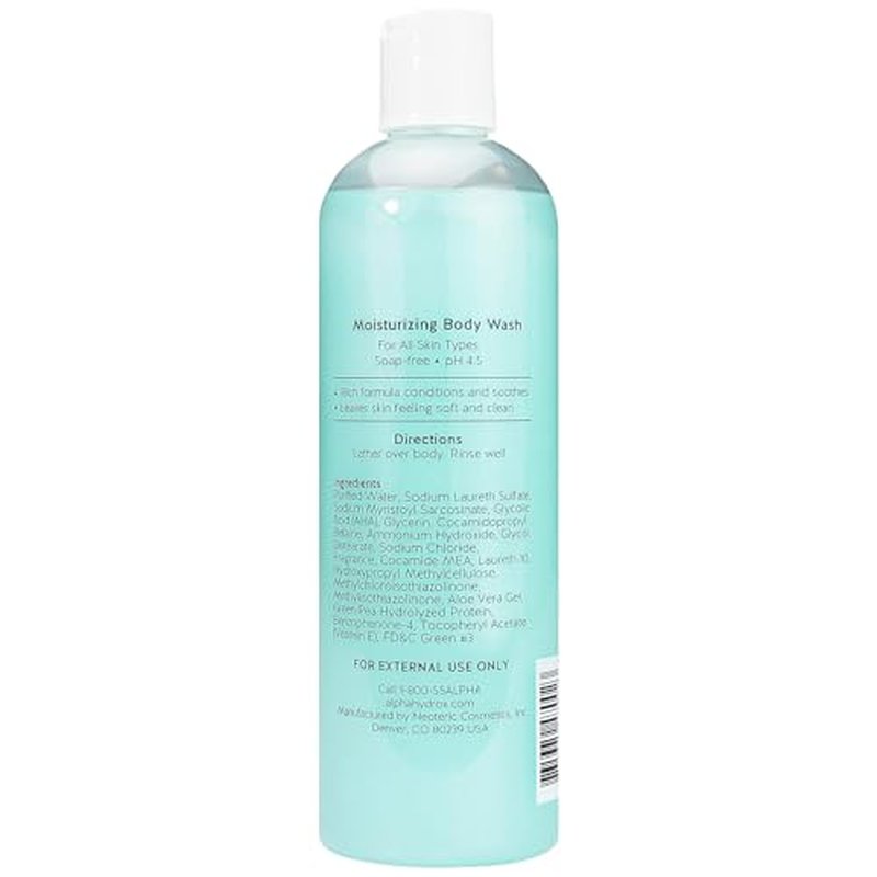 Alpha Skin Care Moisturizing Body Wash, Gentle Soap-Free Anti-Aging Formula, Glycolic AHA, Vitamin E & Aloe Vera, Conditions & Soothes, All Skin Types Hydroxy Acid, 12 Oz, Pack of 3