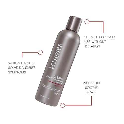 Scruples Clearet Anti Dandruff Shampoo - Professional Deodorizing Shampoo to Soothe Dry & Itchy Scalp From Flaking - Scalp Treatment + Cleanser (8.5 oz)