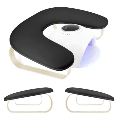 Manicure Arm Rest for Nails Tech, U-Shaped Nail Hand Rest with Leather Surface & Aluminum Holder