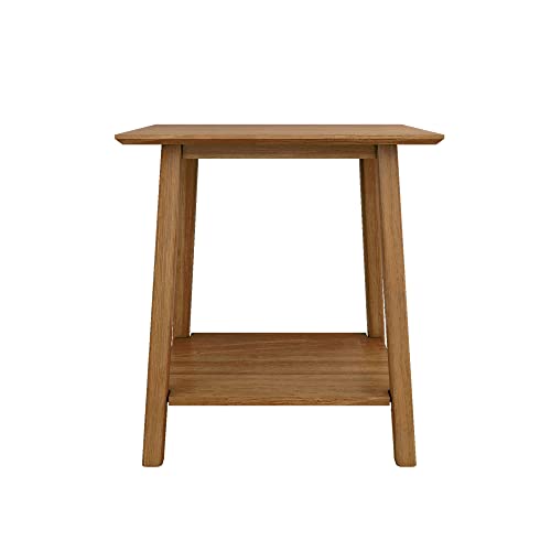 16.25-Inch Pecan Mid-Century Modern Side Table with Shelf - Plank+Beam
