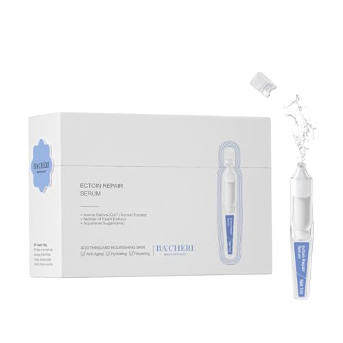Ectoin Hydrating Repair Facial Serum Ampoule, Deep Moisture & Anti-Aging Serum with Beta-Glucan Glycerin Hyaluronic Acid For All Skin Redness Relief & Barrier Repair, 30PCS Single Use Ampoules