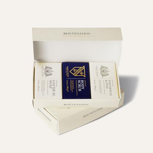 Rejuvenation Soap Set with Oatmeal, Patchouli & Pine | Moisturizing Plant-Based Bars – 3 x 6.4 oz