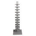 Silver Metal 11-Shelf Book Tower - Space Saving, Flippable Shelves