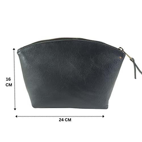 Buffalo Vintage Leather Toiletry Bag Cosmetics Case for Men and Women for Travel And Home (Navy Blue)