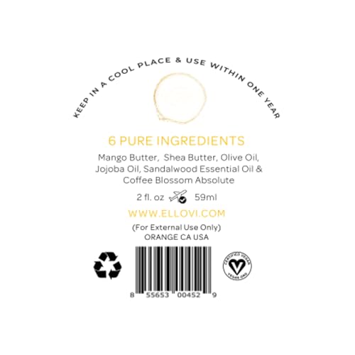 Ellovi All-Natural Luxuriously Whipped Body Butter - Serenade - 100% Nut Free - Made With Just 6 Vegan Ingredients - Ultra-Rich 100% Plant-Based Moisturizer For Naturally Healthy Skin (2 fl. oz/59ml)