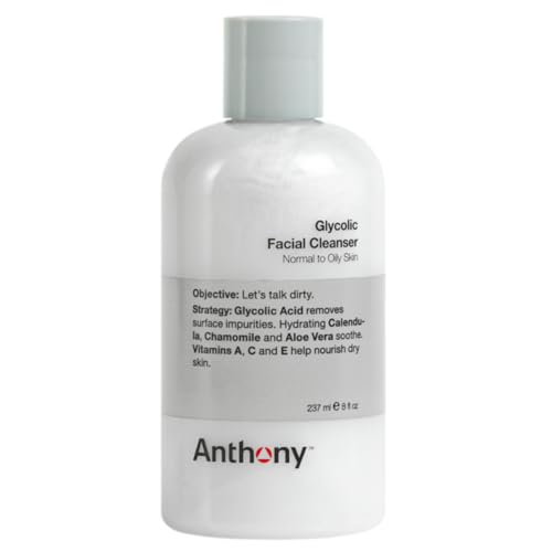 Anthony Glycolic Acid Face Wash for Men - Deep Cleansing & Shaving Prep, 8 Fl Oz