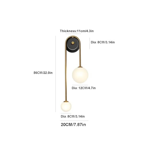 Mid Century Black & Gold Wall Sconce Set of 2 with Milk Glass Shades - U-Shape Wall Lamp for Bedside Dining Bathroom - Gold / U-Shape 2pcs
