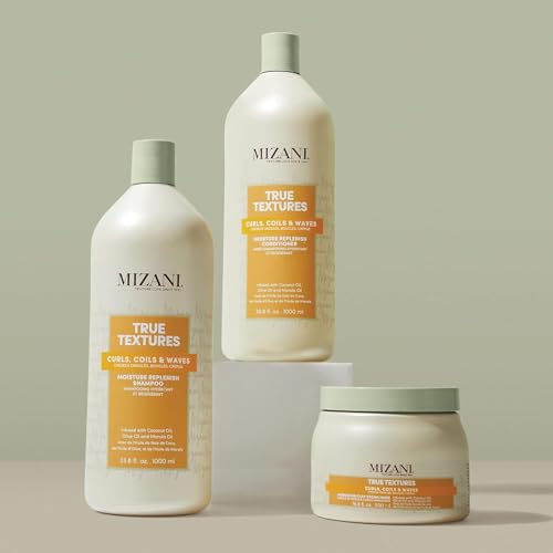 MIZANI True Textures Moisture Replenish Shampoo For Curly Hair - Smooths & Hydrates With Coconut Oil, Sulfate & Paraben-Free