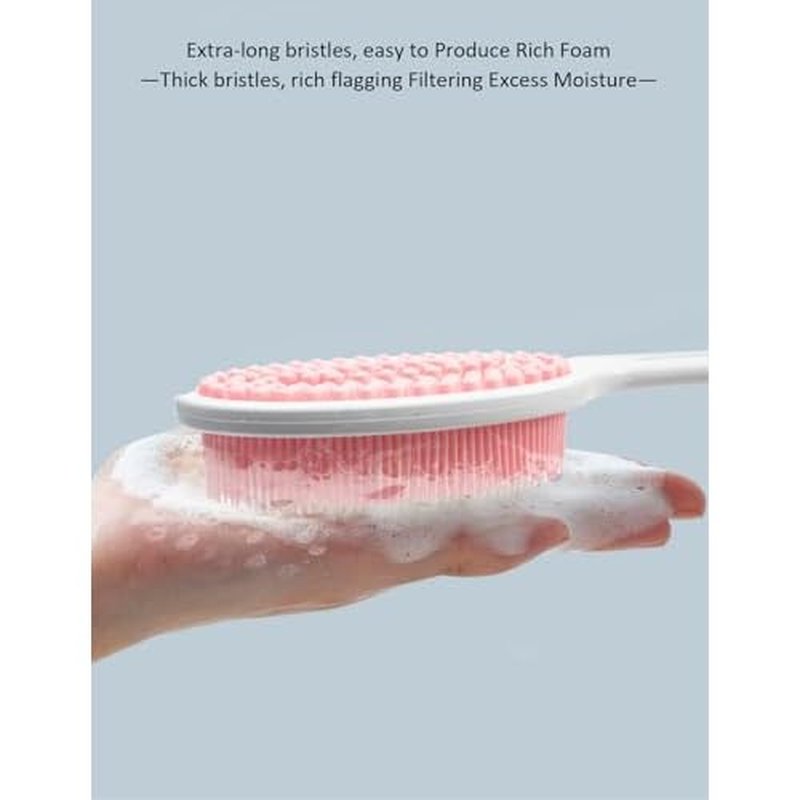 14.5inch Silicone Back Scrubber for Shower 2pcs£¨Blue£©,Exfoliating Shower Brush,Double Sided for Exfoliating and Massage£¬Long Handle Back Scrubber for Men and Women. Includes 2 Hooks (Include Hook)