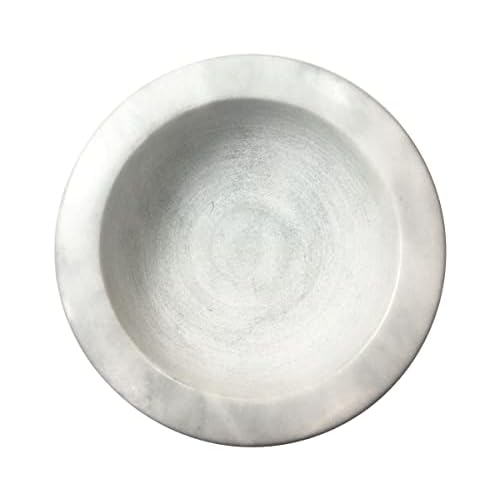 Marble Shaving Bowl£¬Handcrafted White Marble Later£¬Shaving Soap & Cream Bowl for Men£¬Lather Mug with Interior Grooves Builds a Rich.