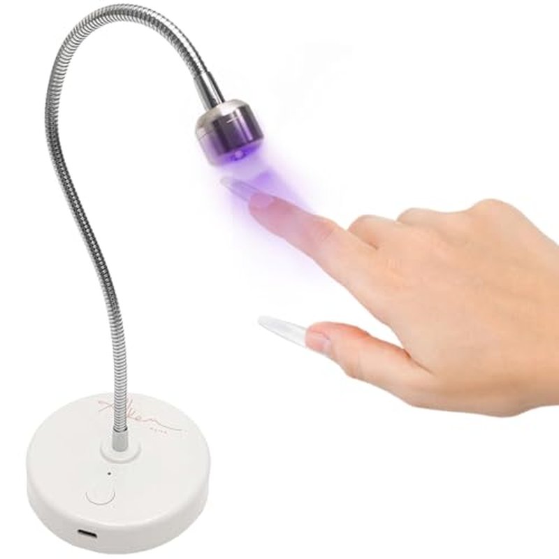 ALLKEM Portable Cordless Gooseneck UV/LED Nail Lamp ? Rechargeable Gel X Nail Dryer, Flash Cure Light for Home & Salon use ? (USB Powered, 360¡Æ Adjustable Gooseneck, 3W) - Silver