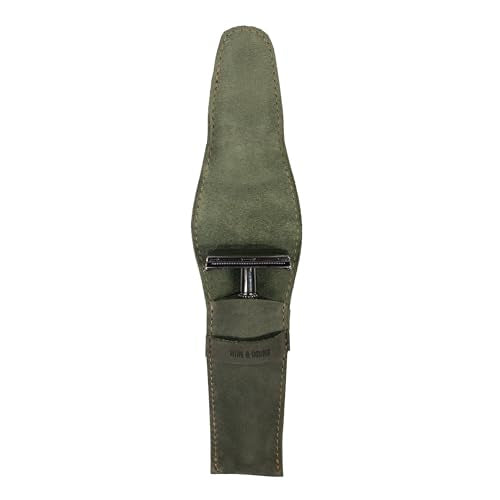 Leather Safety Razor Case - Handmade Travel Shaving Accessory in Dark Jade