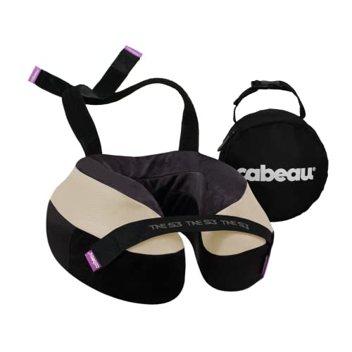Travel Neck Pillow for Airplanes with Support Strap - Cairo Tan