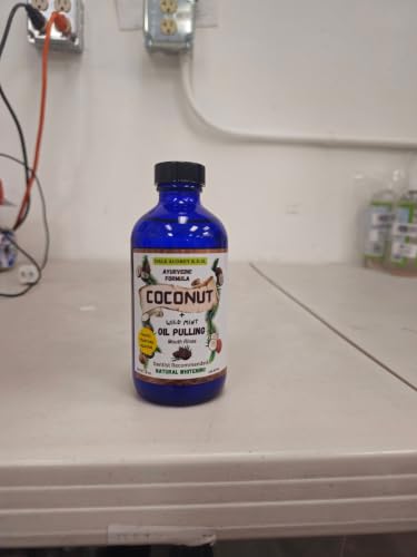 Nano Hydroxyapatite Oil Pulling Mouthwash with Pump - Coconut Oral Rinse 8 oz Glass Bottle