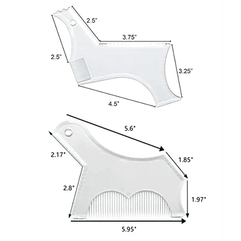 4PCS Men's Beard Shaping Tool Template, Beard Guide Shaper with Inbuilt Comb, Multi-liner Edges Shave for Curve/Straight/Neckline/Goatee/Sideburns (Clear-4pcs)