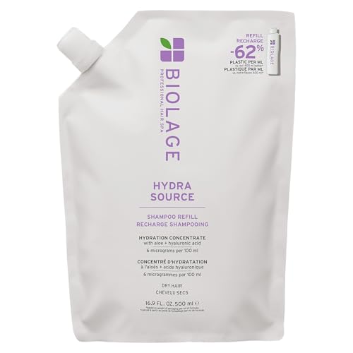 Biolage Hydra Source Shampoo Refill - For Dry Hair, Gently Cleanses, Restores Moisture Balance, Adds Shine & Softness, Infused with Micro-Filtered Aloe Vera & Fermented Hyaluronic Acid, Vegan