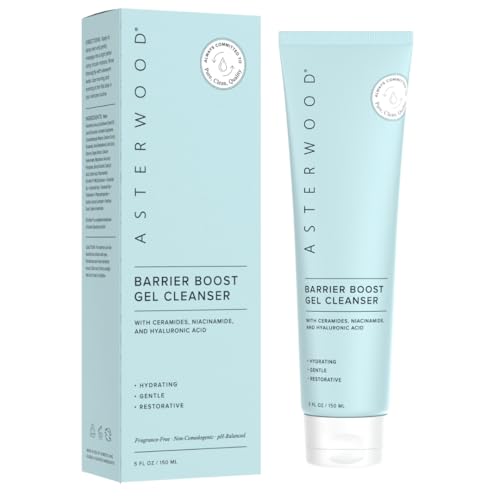Asterwood Gel Cleanser for Skin Barrier Repair - Hyaluronic Acid Face Wash with Ceramides & Niacinamide - Gentle Facial Cleanser to Remove Makeup & Excess Oil - Hydrating, Fragrance-Free - 5 Fl Oz