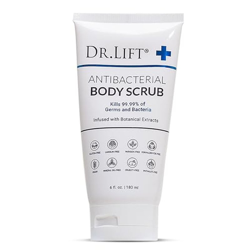 Antibacterial Body Scrub, Botanical Exfoliating Formula With Vitamin E, Vitamin A, Lavender, and Salt Granules to Exfoliate and Nourish Skin, Body Care for Oily and Combination Skin, 6 Fl Oz