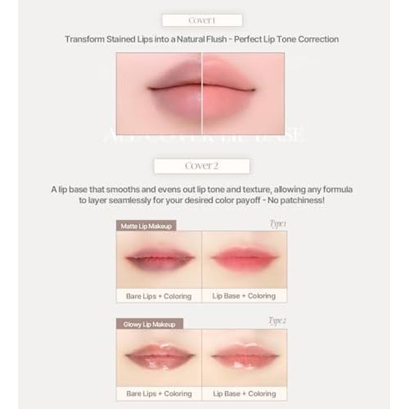 Heart Percent Dote On Mood All Cover Lip Primer Base, Smoothing Texture & Tone-Evening Prep for Long-Lasting Lip Color, #09. Soft Gray