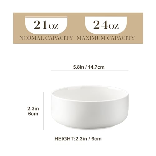 Ivory White MALACASA Luna 24 oz Ceramic Cereal & Soup Bowls Set of 6 - Pack of 3