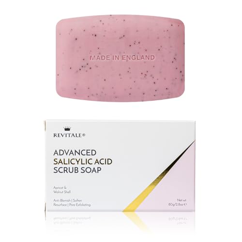 REVITALE Advanced BHA Salicylic Acid Scrub Soap ? Exfoliating Bar for Face & Body, Deep Pore Cleanser, Anti-Blemish, Skin Softening