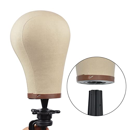 23 Inch Cork Canvas Mannequin Head for Wig Making with Mount Hole - Durable Salon & Display Use