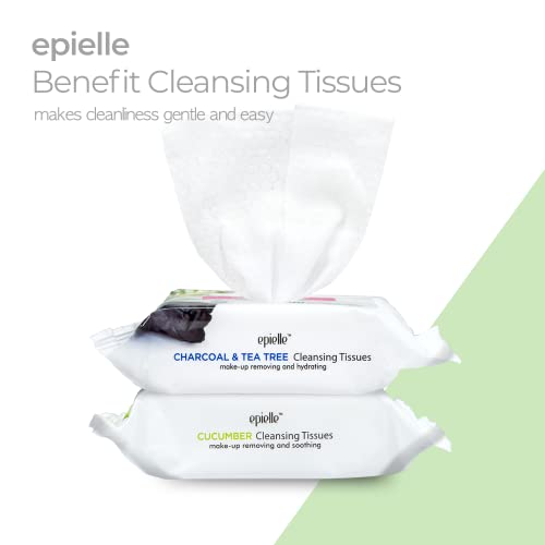 Epielle Makeup Remover Wipes, Remove Waterproof Mascara, Gentle Daily Facial Cleanser Towelettes with Collagen, Tea Tree & Aloe Vera, Stocking Stuffers, 30 Count (Pack of 6)