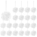 Shellwei 24 Pcs 3 Inch Mini Loofah Travel Size Bulk Shower Sponge Pouf Mesh for Women Kids Men Exfoliating Body Scrubber Baby Shower Favor(White)