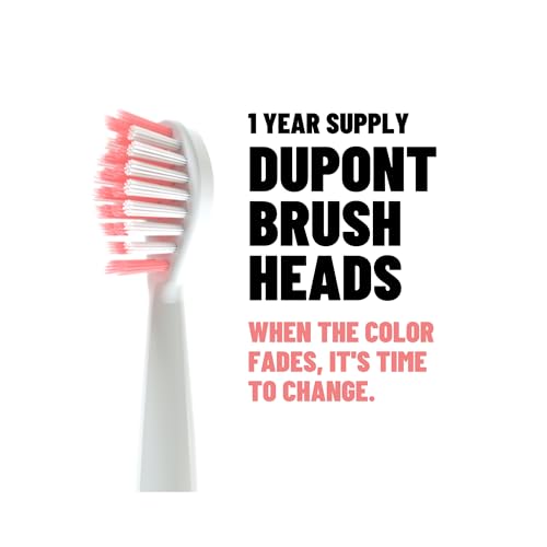 Pink SonicPower Electric Toothbrush Kit - 5 Modes, 1-Year Brush Heads Supply, Travel & Waterproof