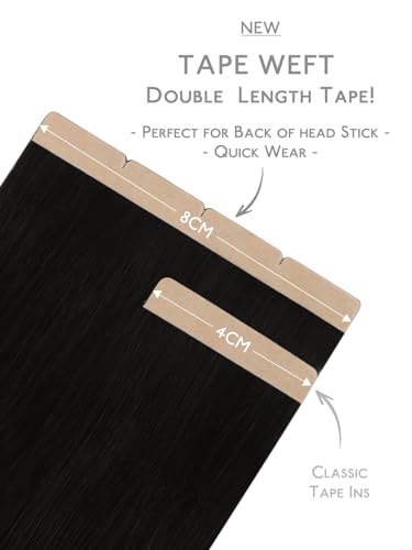 Remy Human Hair Tape-In Extensions 8cm Jet Black 50g 10pcs - 14-24 Inch