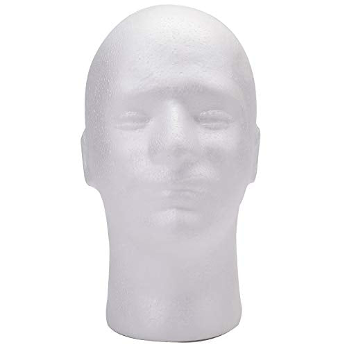 2 Pack Male Foam Head Mannequin Displays - 11 Inch Wig & Hat Holders