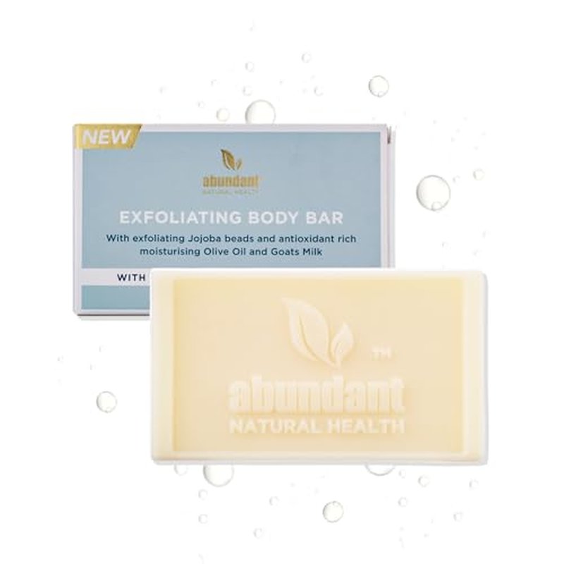 Abundant Natural Health Magnesium Exfoliating Body Bar Enriched With Goat¡¯s Milk and Olive Oil to Soothe and Hydrate Skin, Gentle Exfoliator, 90g