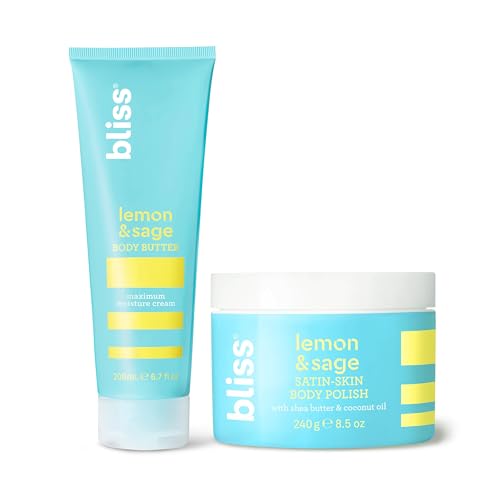 Lemon & Sage Body Scrub and Body Butter Duo - Vegan, Hydrating, Exfoliating