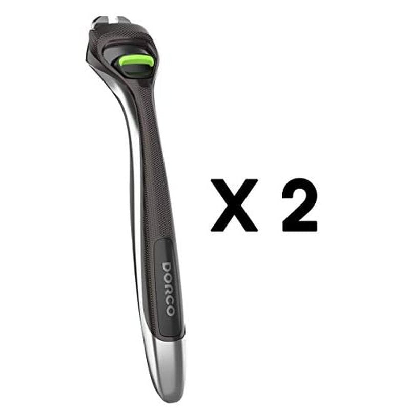 Dorco Pace 6 Pro - Six Blade Razor System with Trimmer - 2 Replacement Handles (Handles Only)