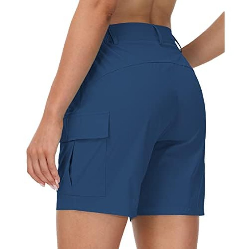 Cakulo Womens 6" Hiking Cargo Bermuda Shorts Quick Dry Golf Walking Work Summer Lightweight Shorts Pockets