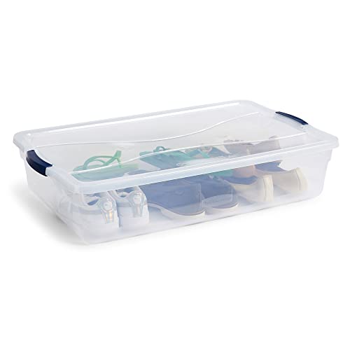 42 Qt Stackable Plastic Storage Bins with Latching Lids - 4 Pack