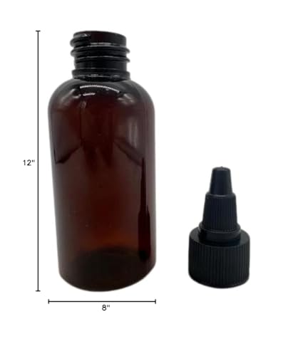Natural Farms 2oz BPA-Free Amber Refillable Boston Bottles for Essential Oils & Beauty Products, 24 Pack