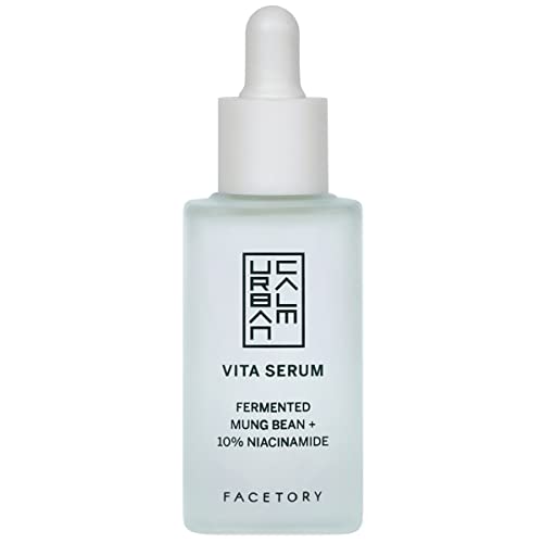 FACETORY Urban Calm Hydrating Vita Serum with Fermented Mung Bean & 10% Niacinamide, Glow Boosting Facial Serum for Women, Brightening, Fine Line & Wrinkle Treatment, Revive & Plump Skin - 30 ml