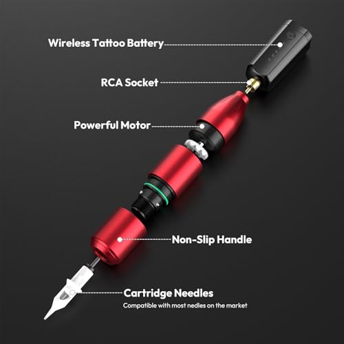 Wireless Rotary Tattoo Pen Machine Kit with Rechargeable Battery for Beginners & Pros