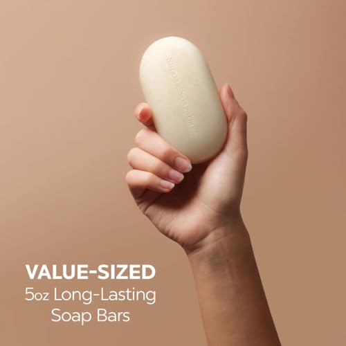 Shugar Soapworks Oatmeal & Honey 5 oz Beauty Bar Soap 8-Pack | Plant-Based Vegan Formula | Sulfate & Paraben Free | Gentle Exfoliating Cleanser with Finely Ground Oatmeal Flakes