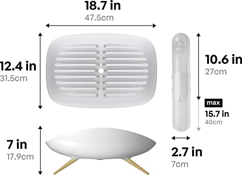 Carrotez Wide Self-Draining Dish Drying Rack - 18.7 x 12.4 Inches, White